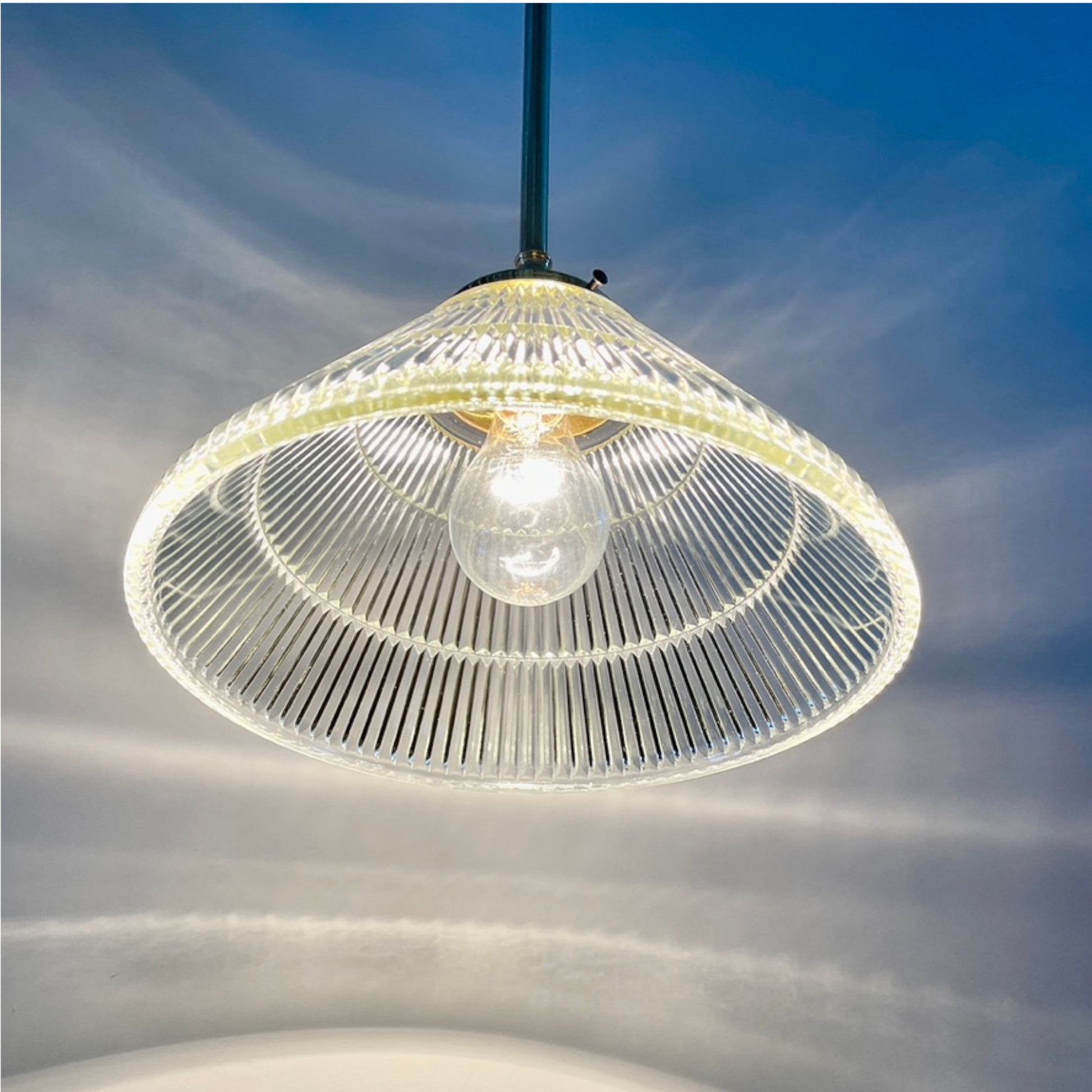 Vintage Brass Pendant With Lancaster Shade - Salvage-Garden