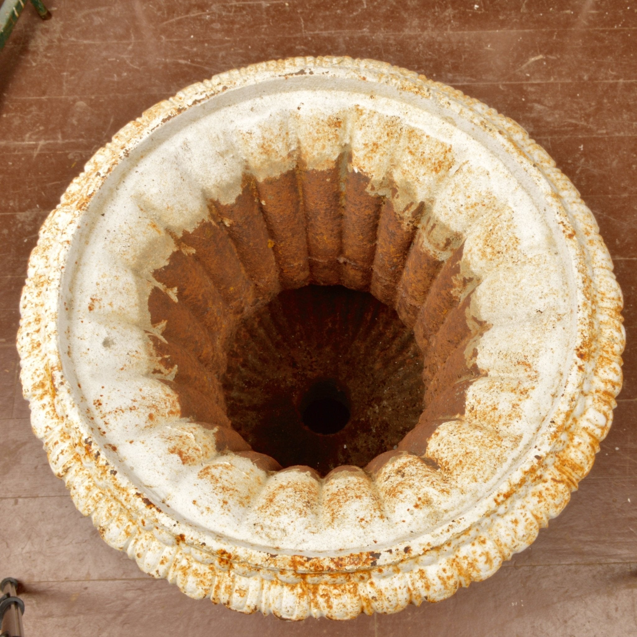 Vintage Cast Iron Garden Urn In Classic Campana Style - Salvage-Garden