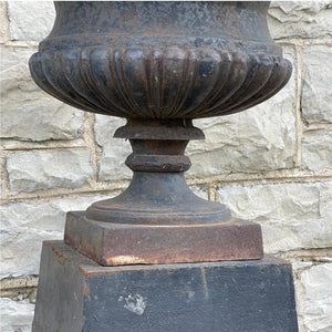 Vintage Cast Iron Urn and Plinth - Salvage-Garden