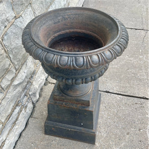Vintage Cast Iron Urn and Plinth - Salvage-Garden