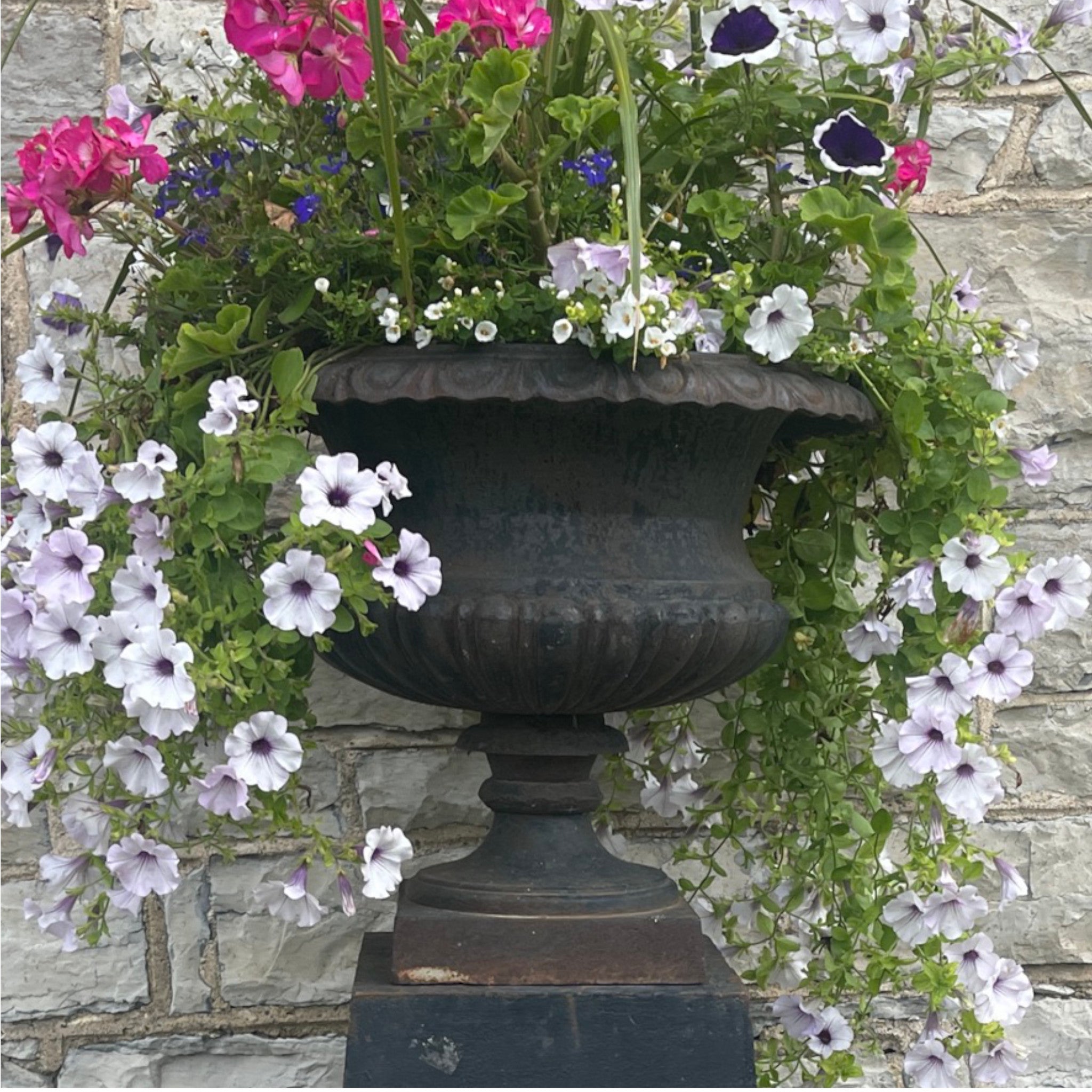 Vintage Cast Iron Urn and Plinth - Salvage-Garden