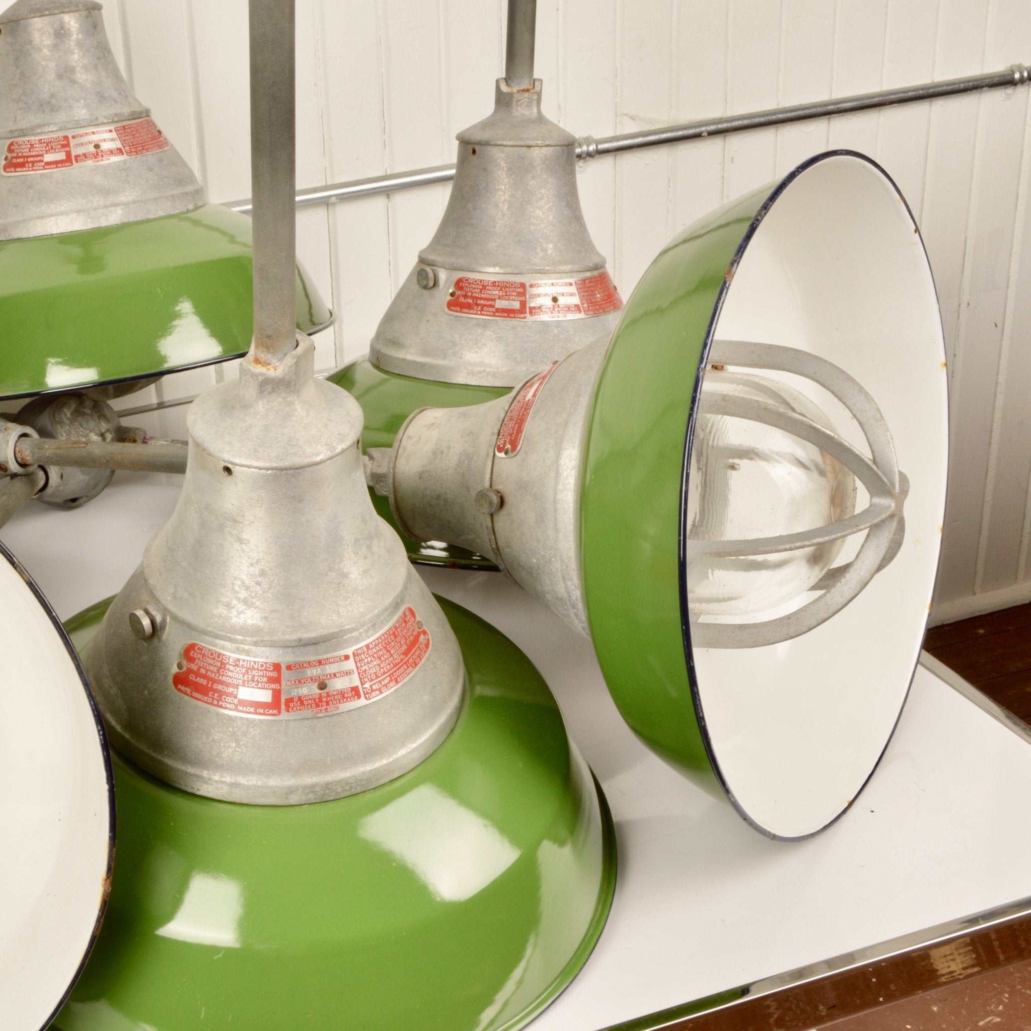 Vintage Crouse Hinds Explosion Proof Lights With Rare Conduit Canopies - Salvage-Garden