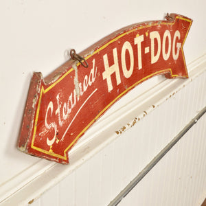 Vintage Hand Painted Two Sided Hot Dog Sign - Salvage-Garden