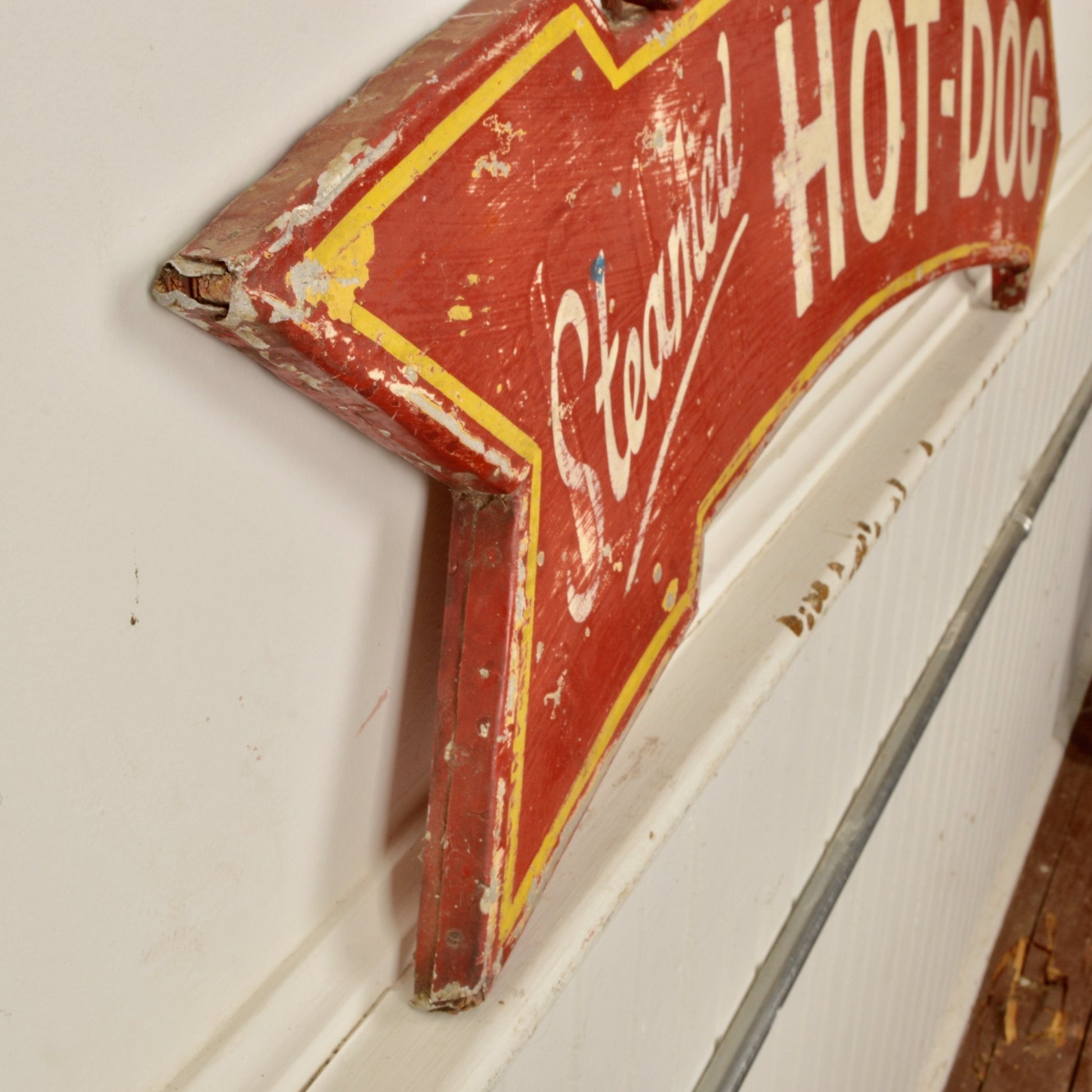 Vintage Hand Painted Two Sided Hot Dog Sign - Salvage-Garden