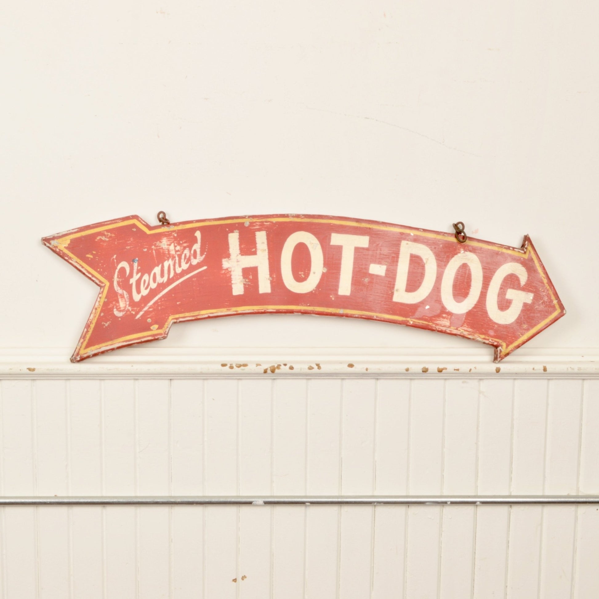 Vintage Hand Painted Two Sided Hot Dog Sign - Salvage-Garden