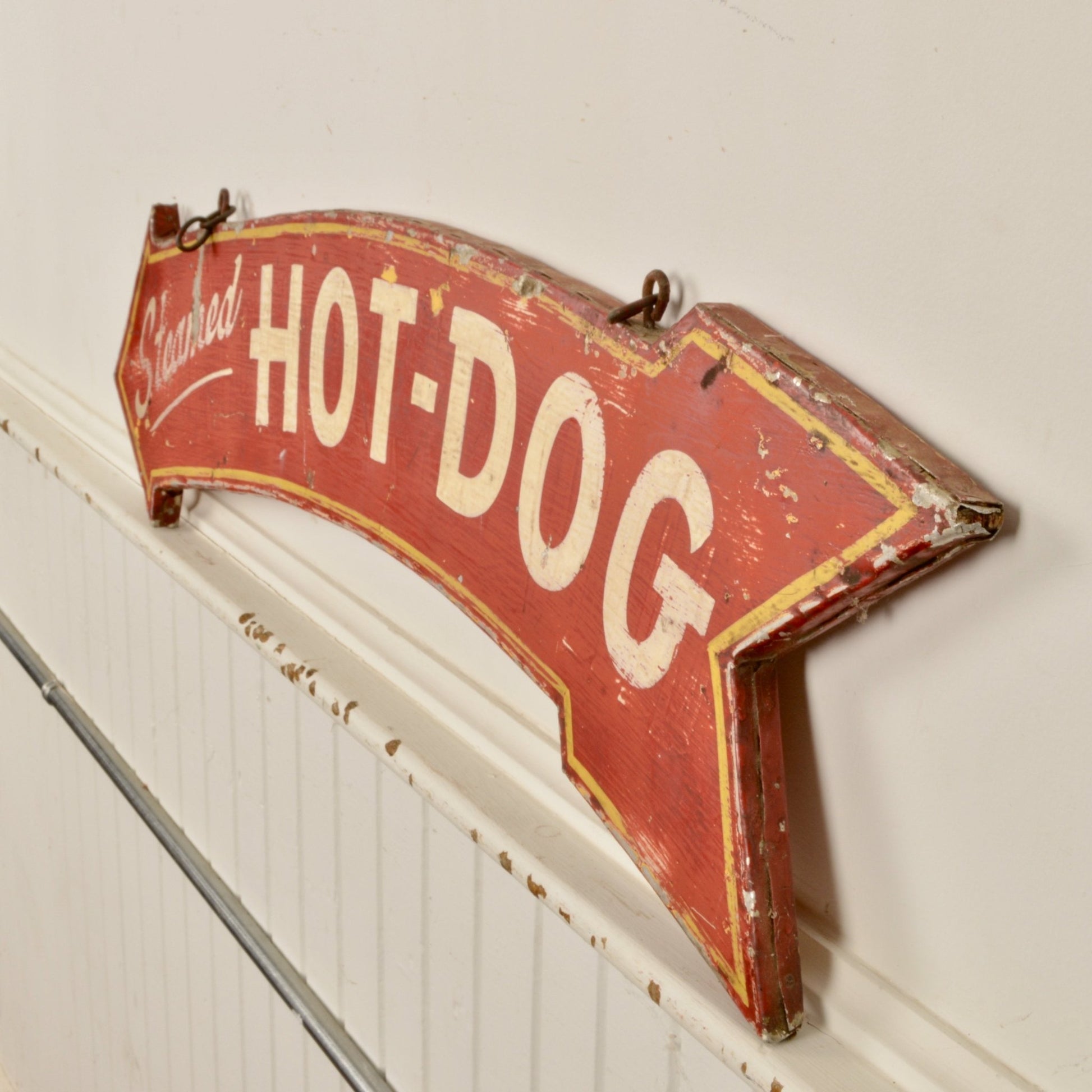 Vintage Hand Painted Two Sided Hot Dog Sign - Salvage-Garden
