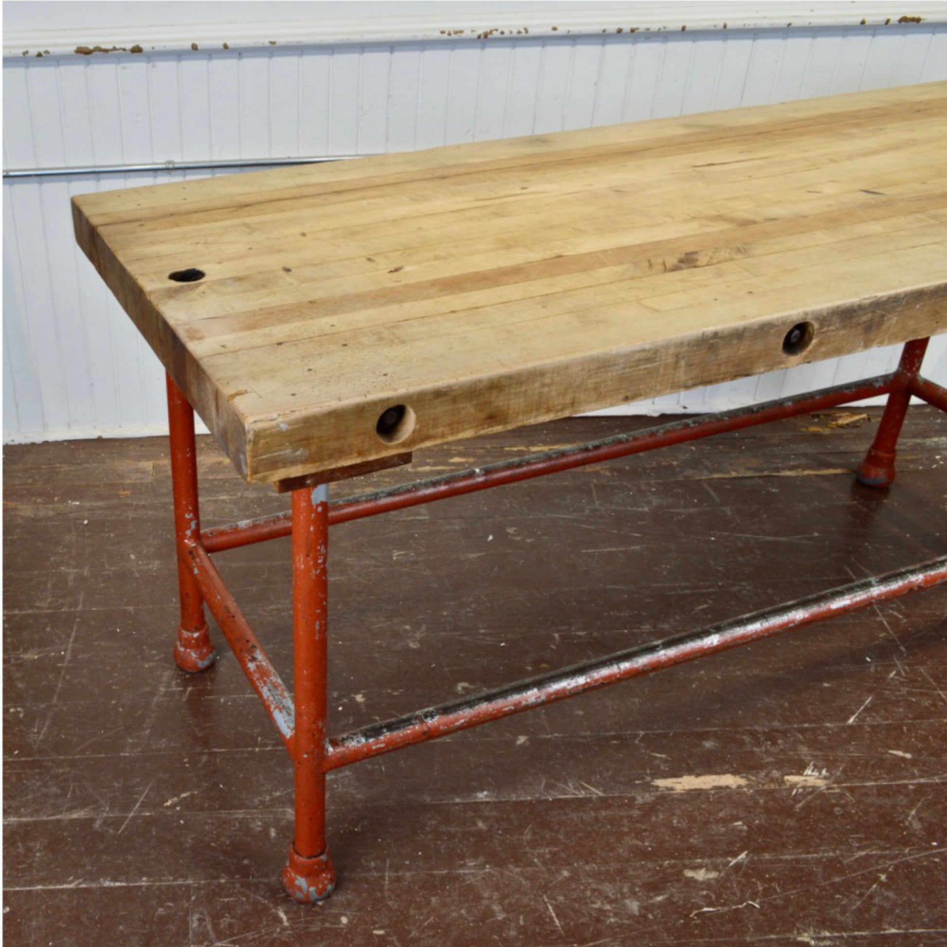 Vintage Industrial Butcher Block Table - Salvage-Garden