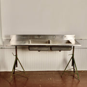 Vintage Industrial Double Stainless Steel Sink - Salvage-Garden