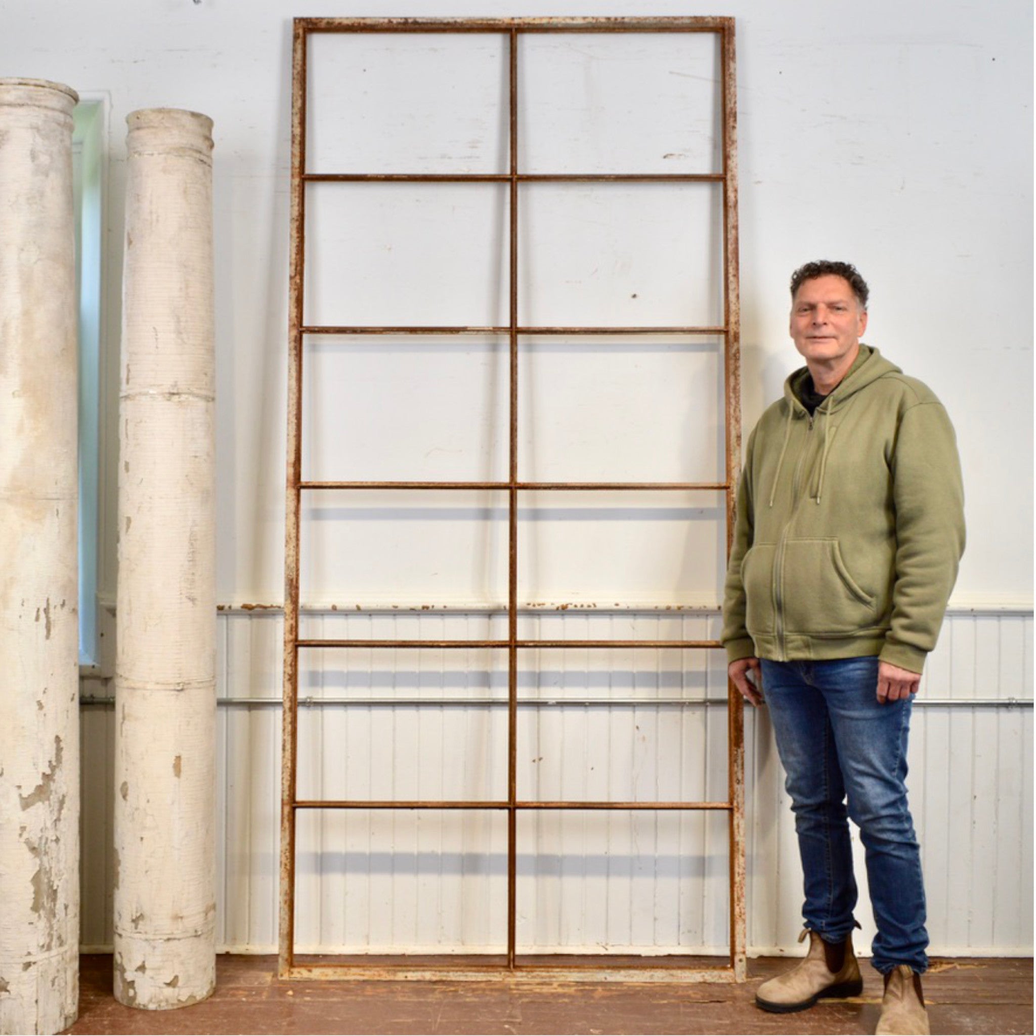 Large 8-Foot Steel Factory Window – 12 Lite | Salvaged Industrial Frame