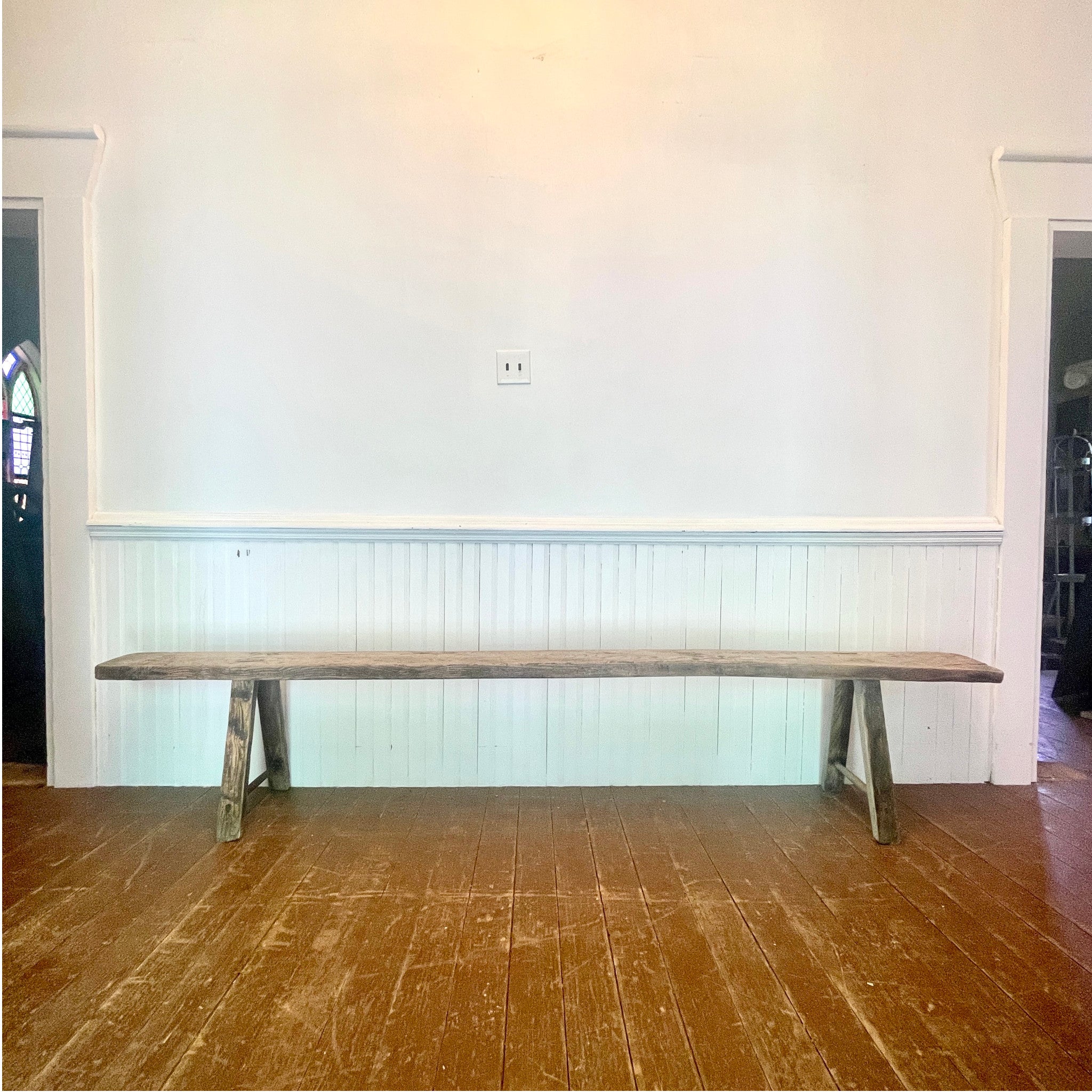 Antique Handcrafted Primitive Bench – 116.5"