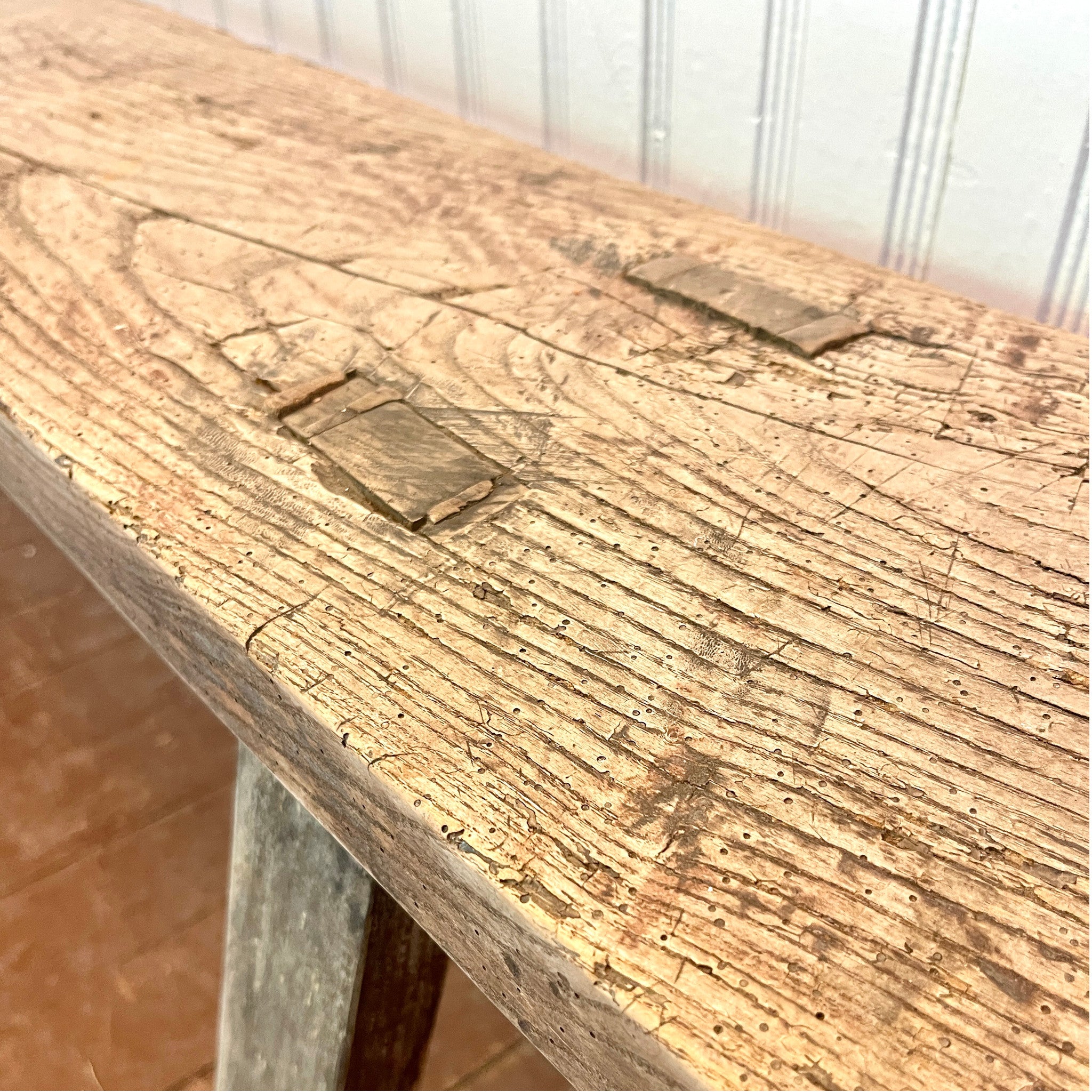 Antique Handcrafted Primitive Bench – 116.5"