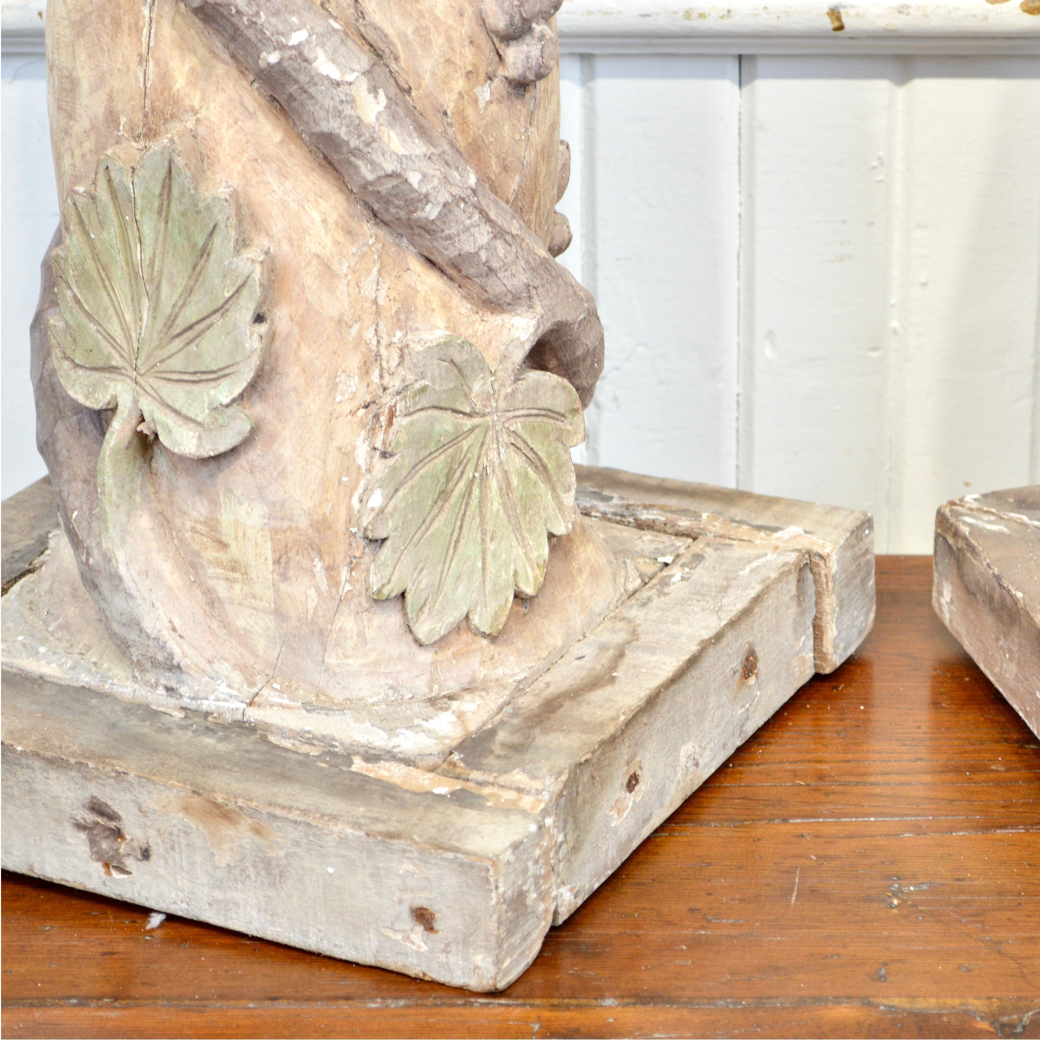18th Century Italian Carved Wooden Pedestals - Salvage-Garden