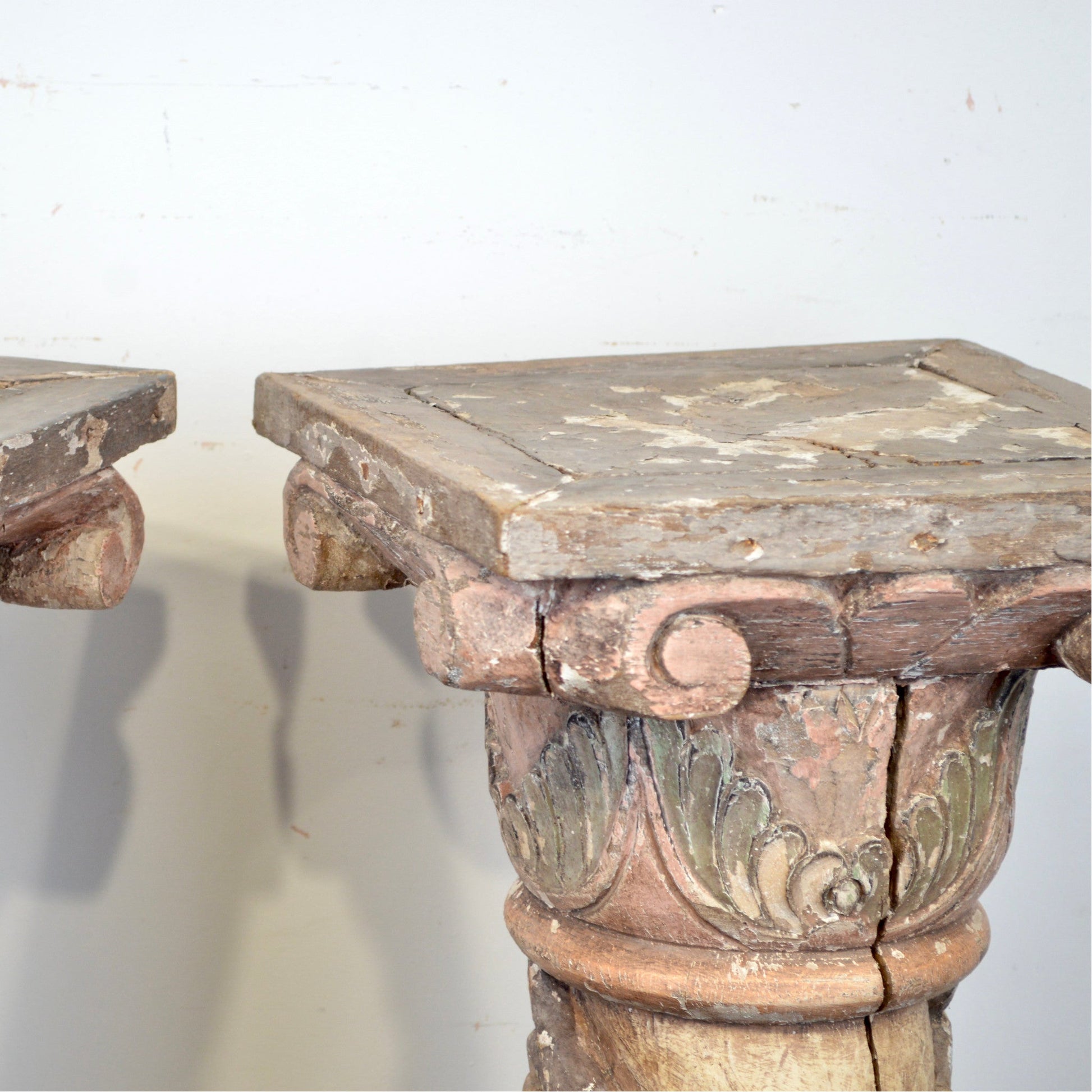 18th Century Italian Carved Wooden Pedestals - Salvage-Garden