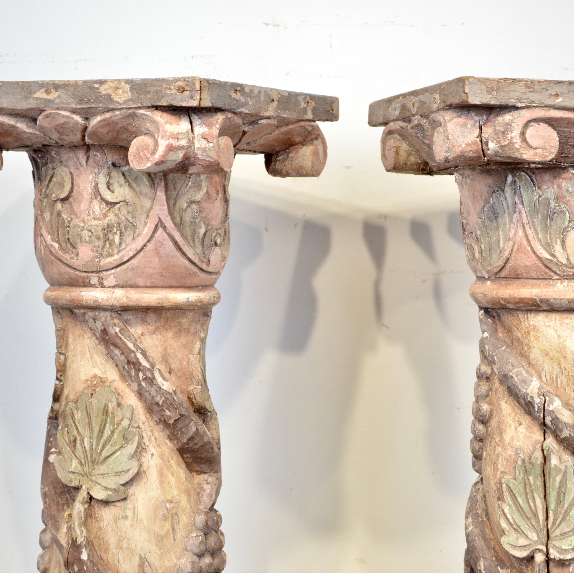 18th Century Italian Carved Wooden Pedestals - Salvage-Garden