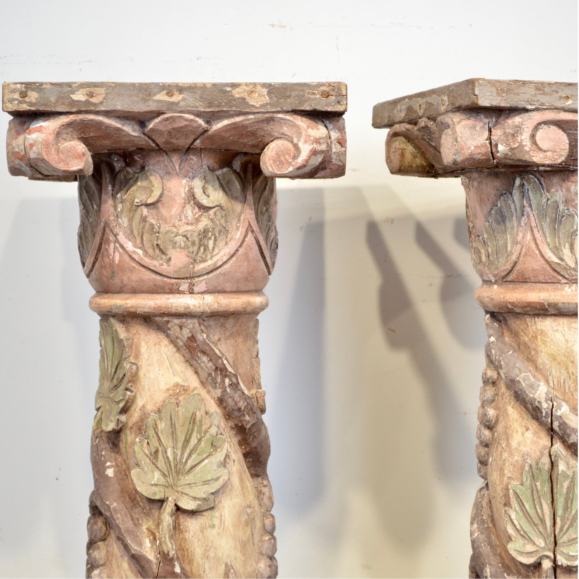 18th Century Italian Carved Wooden Pedestals - Salvage-Garden