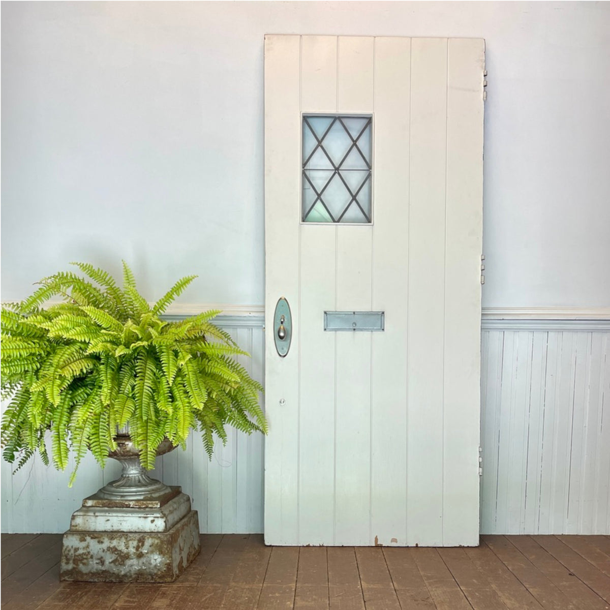 1930s Exterior Door with Diamond Leaded Glass