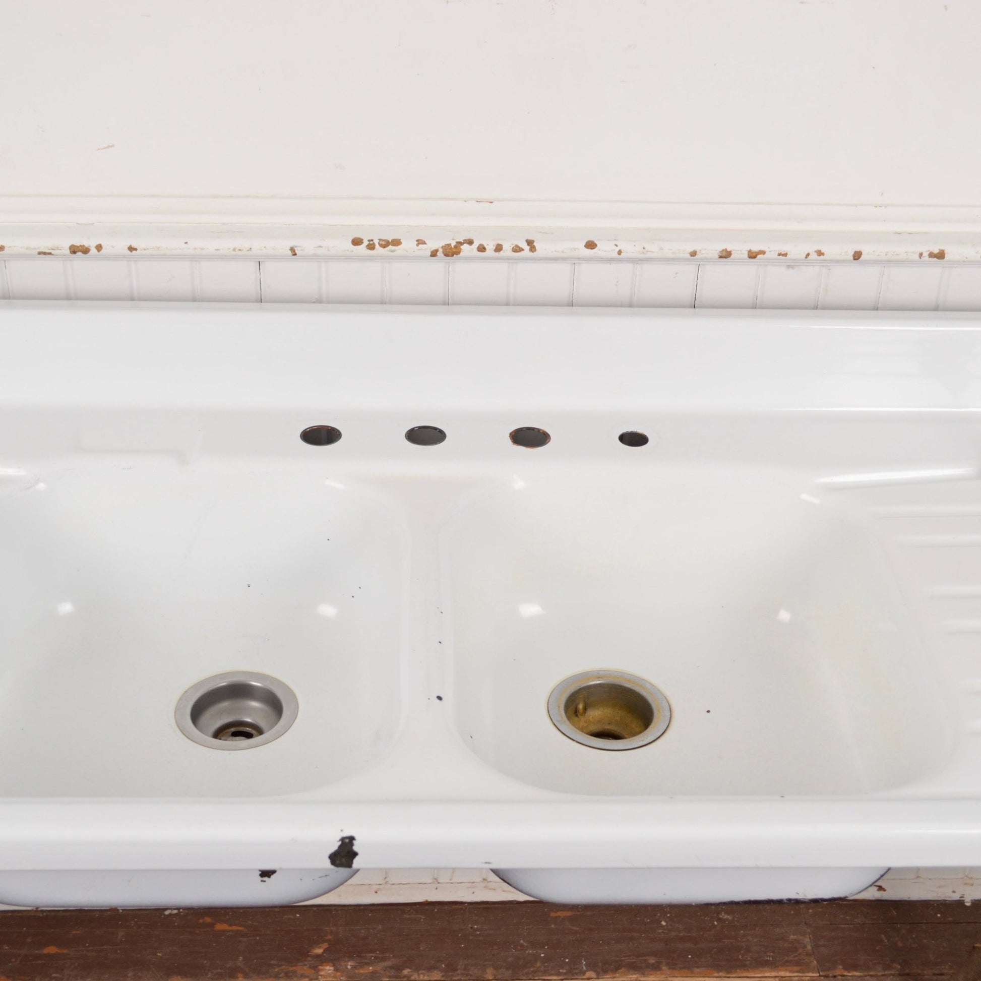 1950's Enamelled Double Draining Board Sink - Salvage-Garden