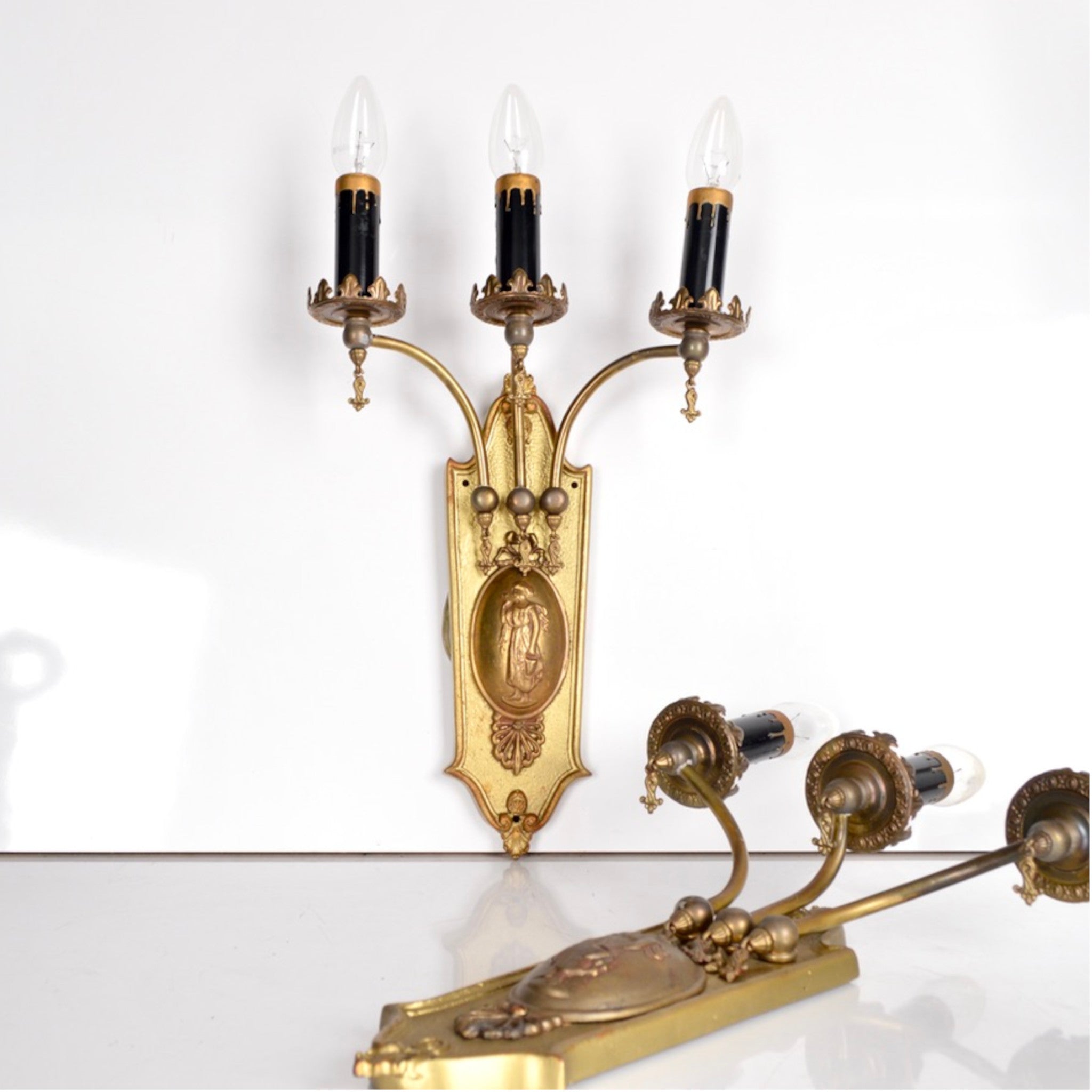 Pair of Early 20th Century European Three-Arm Wall Sconces