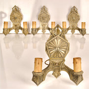 Set of 4 Art Deco Wall Sconces — Spelter, Circa 1930