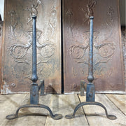 19th Century Arts & Crafts Iron Andirons