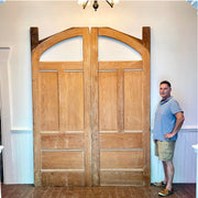 Oversized Antique Pine Arched Pocket Doors – Pair