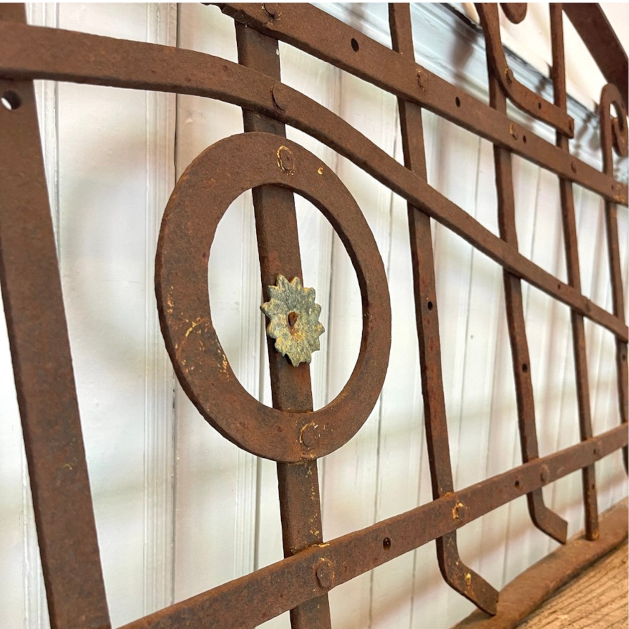Antique Art Nouveau Wrought Iron Architectural Transom Panel