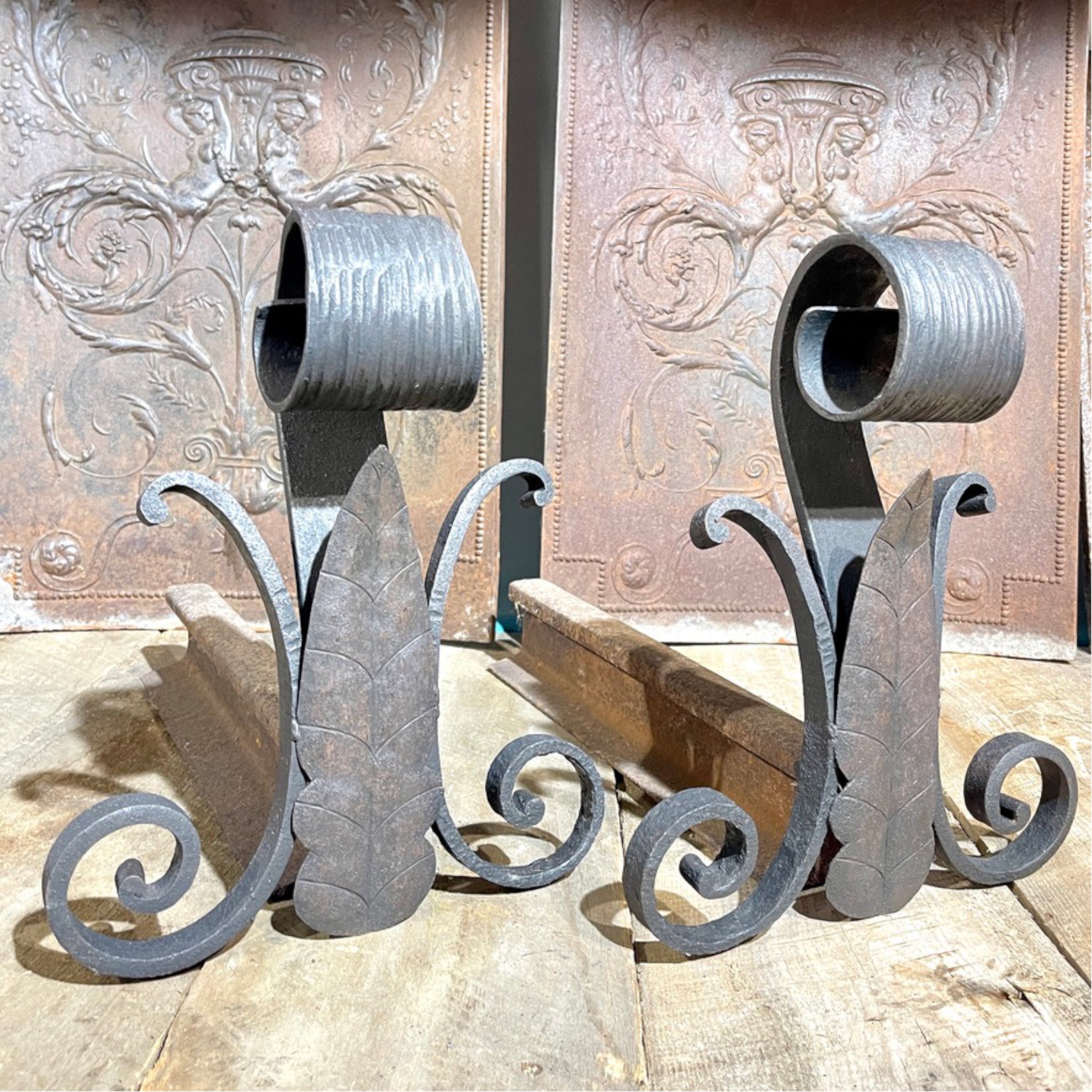 Arts & Crafts/Mission Forged and Wrought Iron Andirons