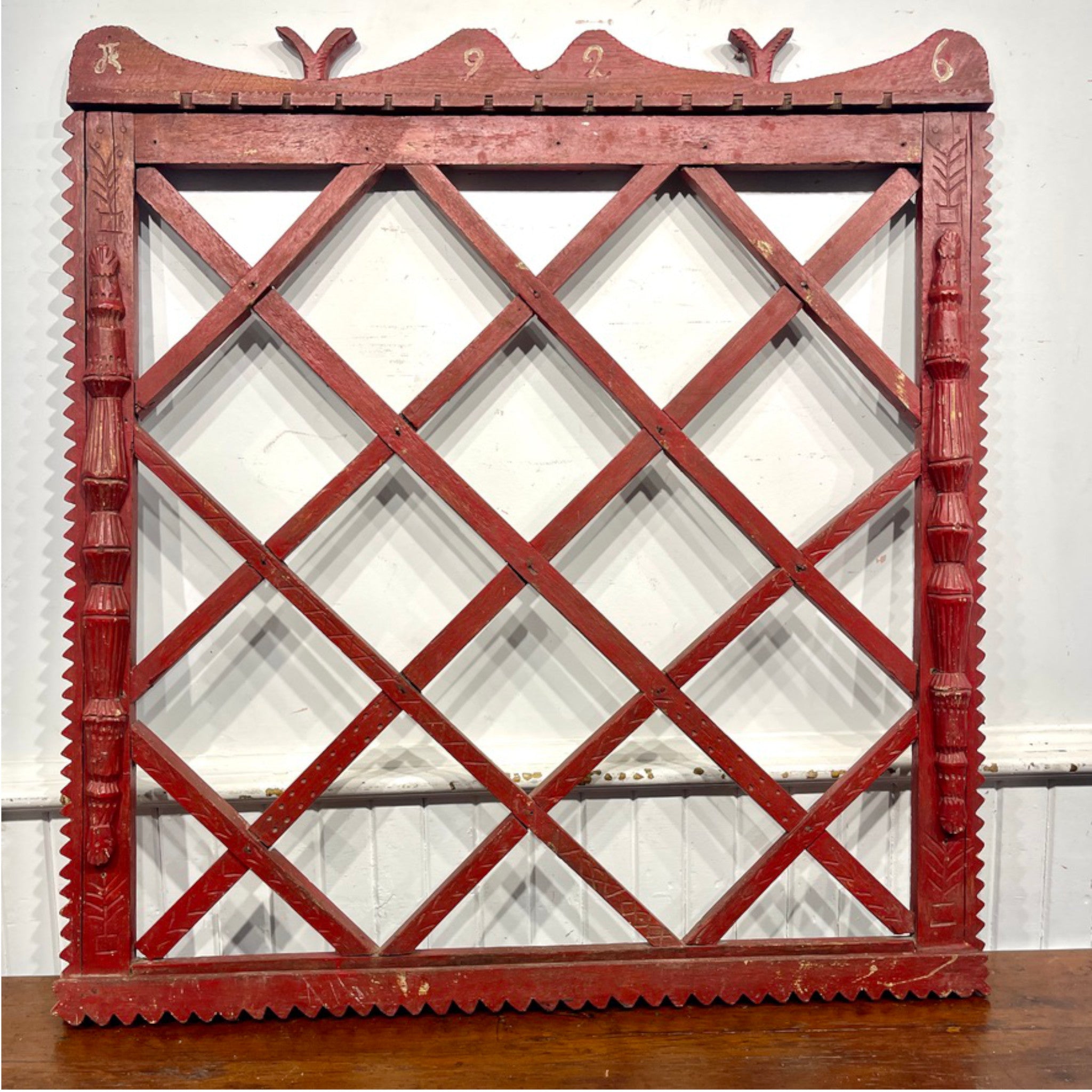 Eastern European Folk Carved Backboard, 19th Century