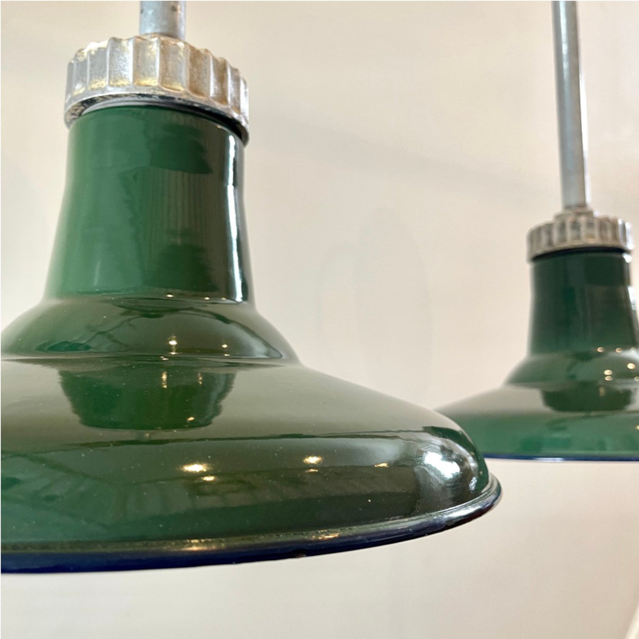 Timeless Design Vintage Benjamin Enamel Pendant Lights - Pair