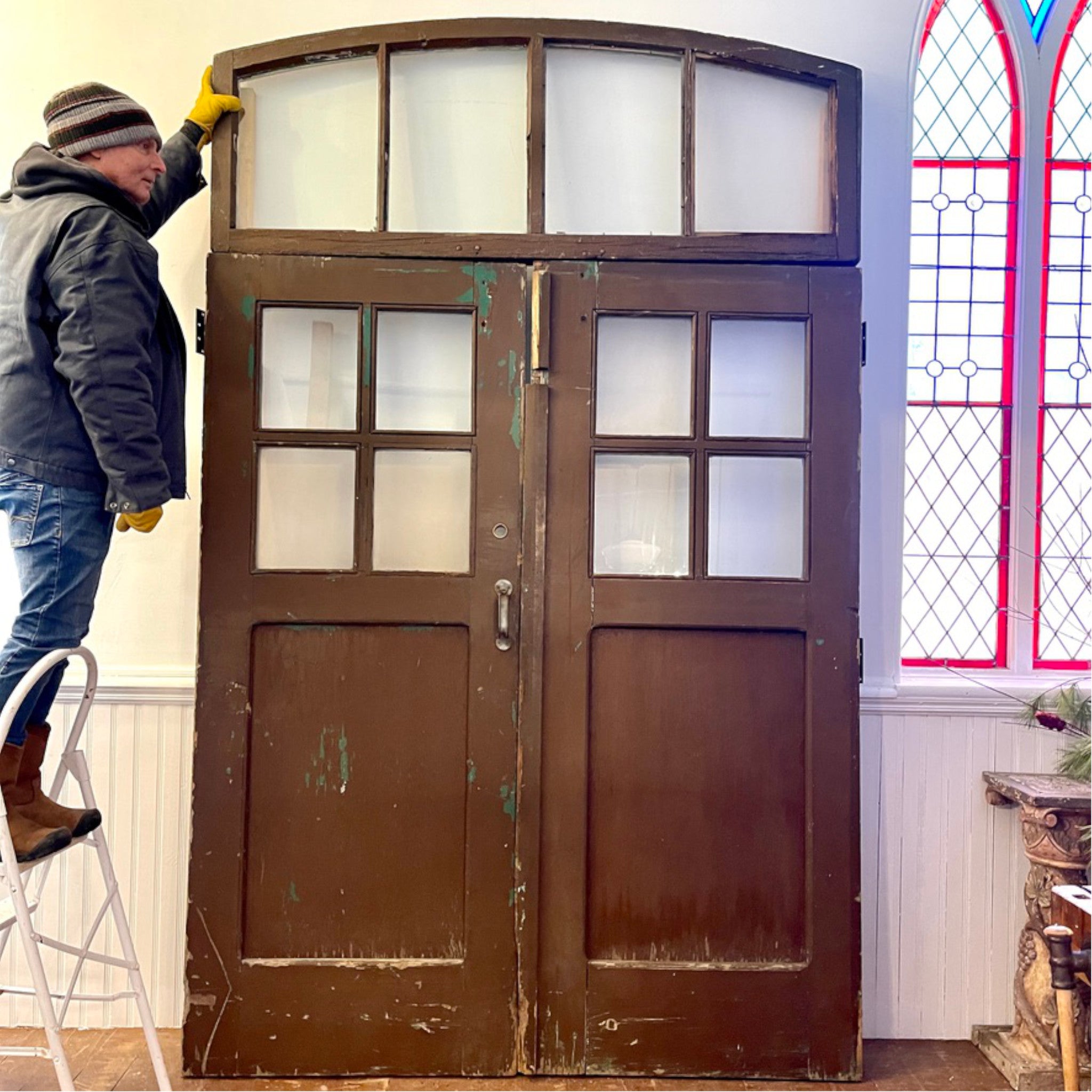 Historic Montreal Institutional Doors with Transom (circa 1908)
