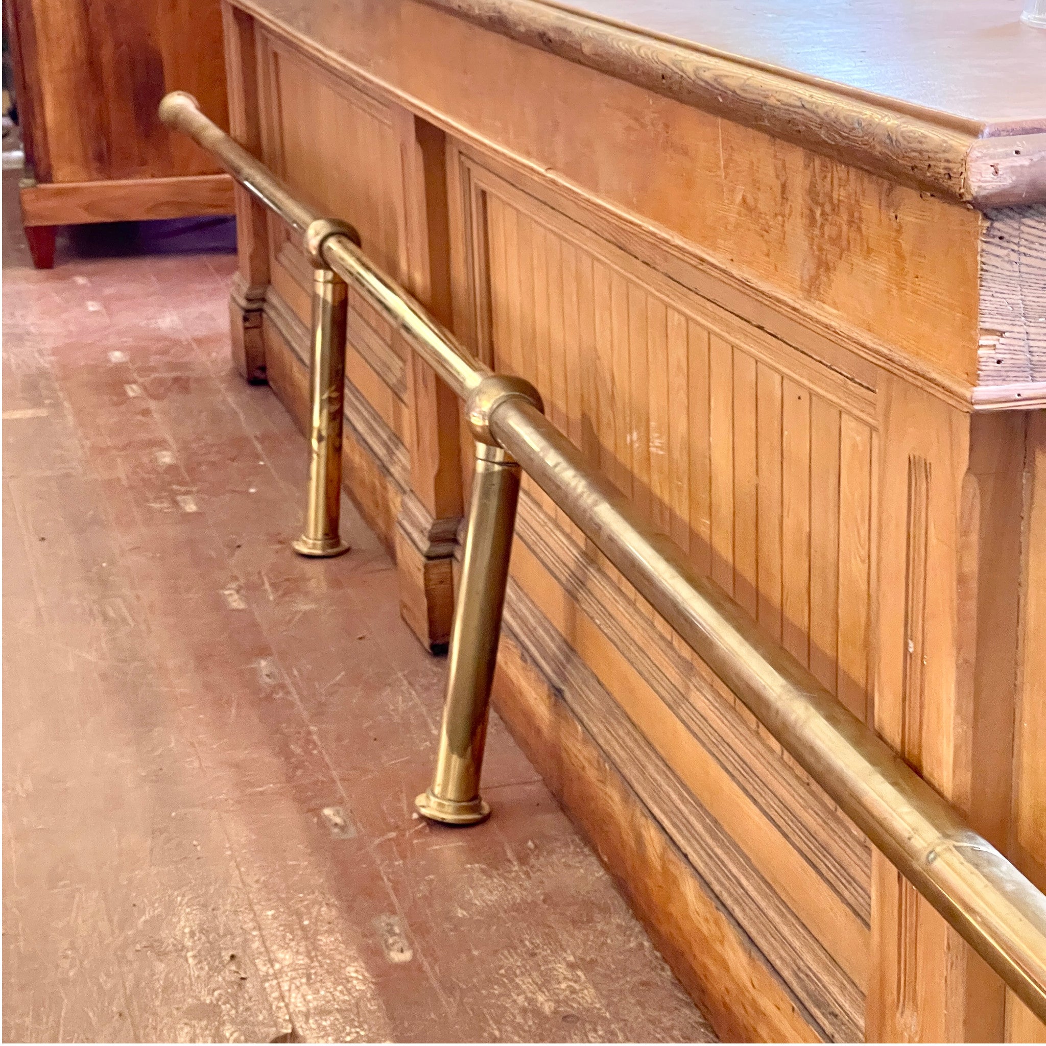 Vintage Solid Brass Bar Foot Rail – 16 ft Commercial Run