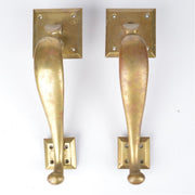 Pair of Solid Brass Door Pulls with Thumb Latches | Art Deco / Streamline Moderne | 12.5"