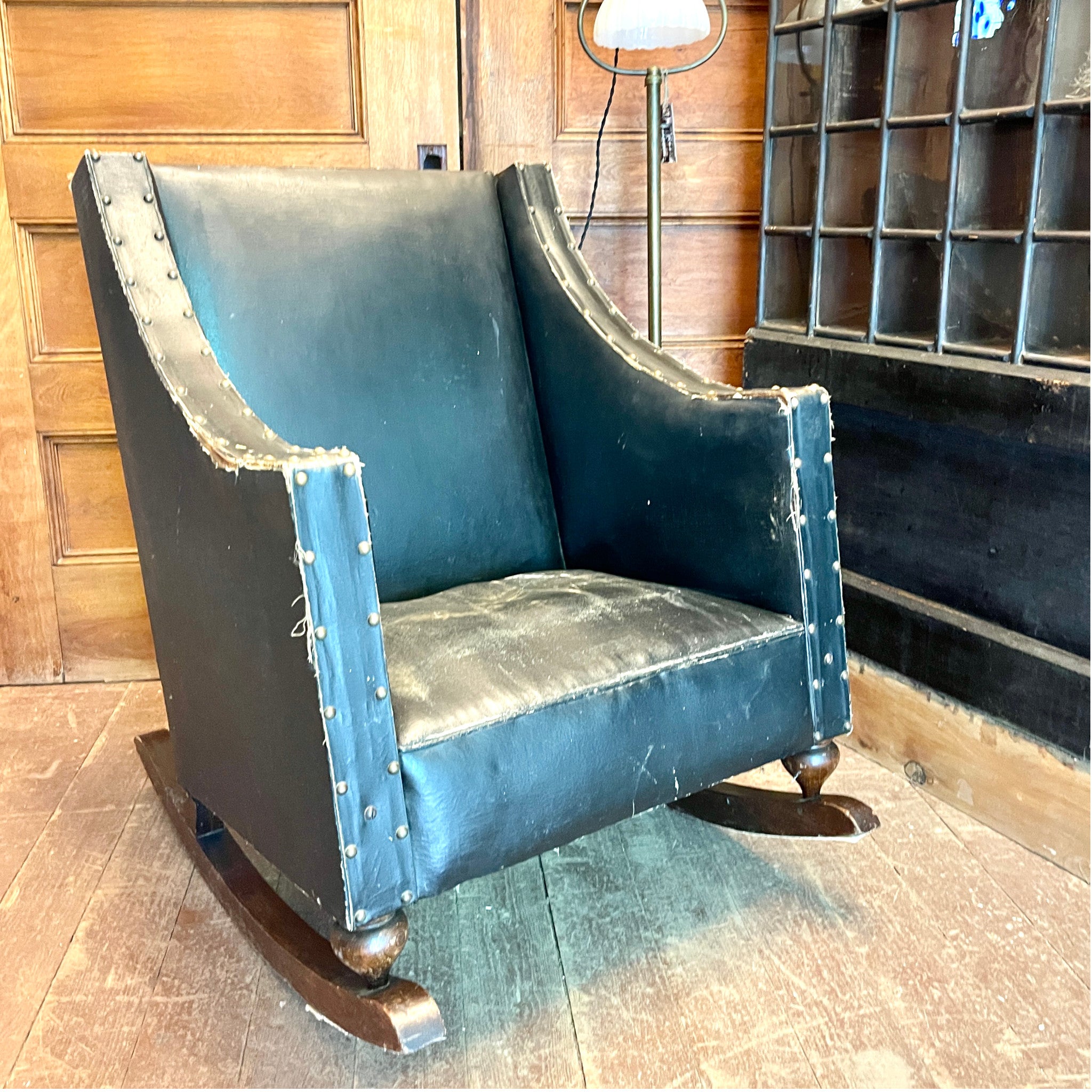 Antique Coffman K.D. Upholstered Rocking Chair, Patented 1907