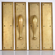 Antique Streamline Moderne Solid Brass Door Hardware Set c. 1930–1940