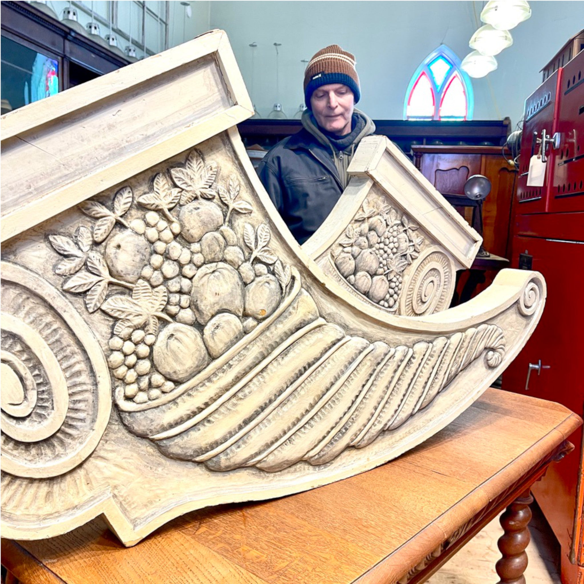 Hand-Carved Architectural Cornucopia Reliefs, c. 1900–1925