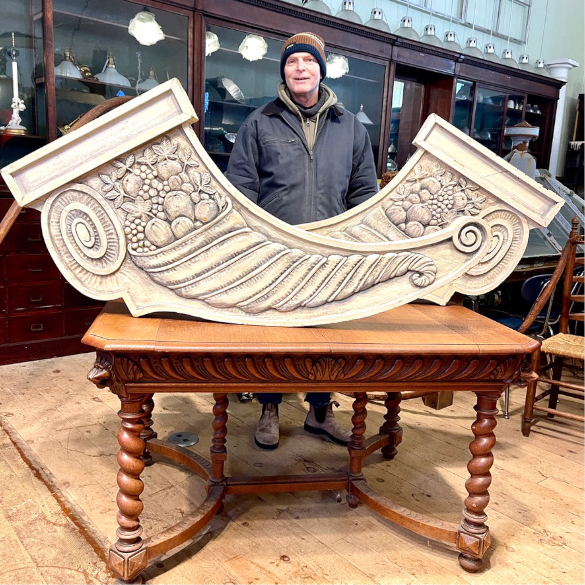 Hand-Carved Architectural Cornucopia Reliefs, c. 1900–1925