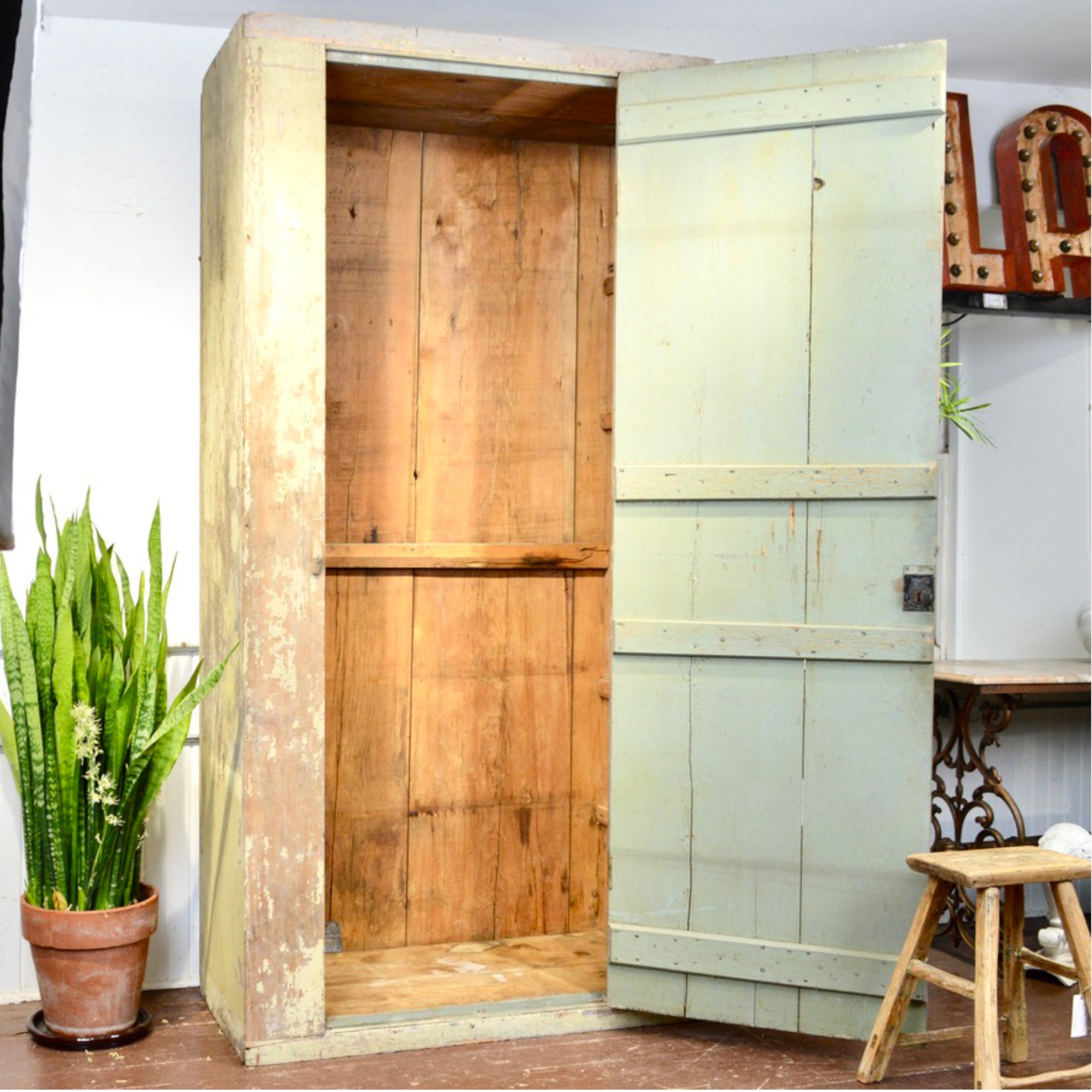 Antique Pine Plank Cupboard