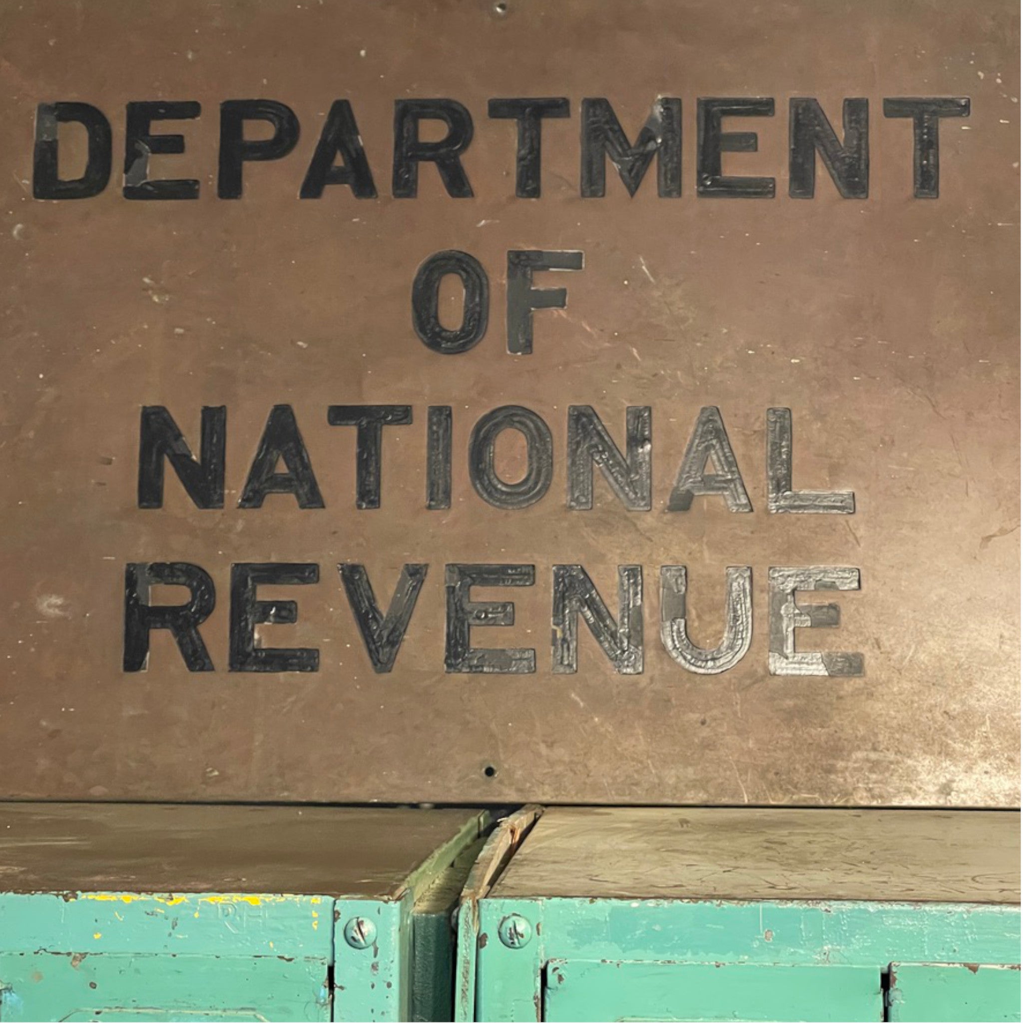 Large Department of National Revenue Building Plaque — Bilingual Bronze Sign