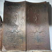 Pair of Antique Fireback Panels In Romanesque Style