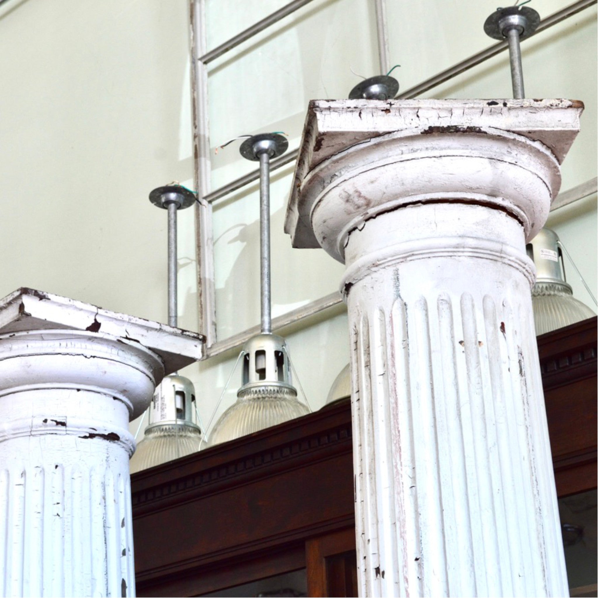 Pair of Antique Exterior Fluted Wood Columns – Doric Style, c.1900