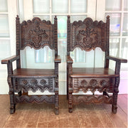 Pair of Hand-Carved Spanish Frailero Chairs