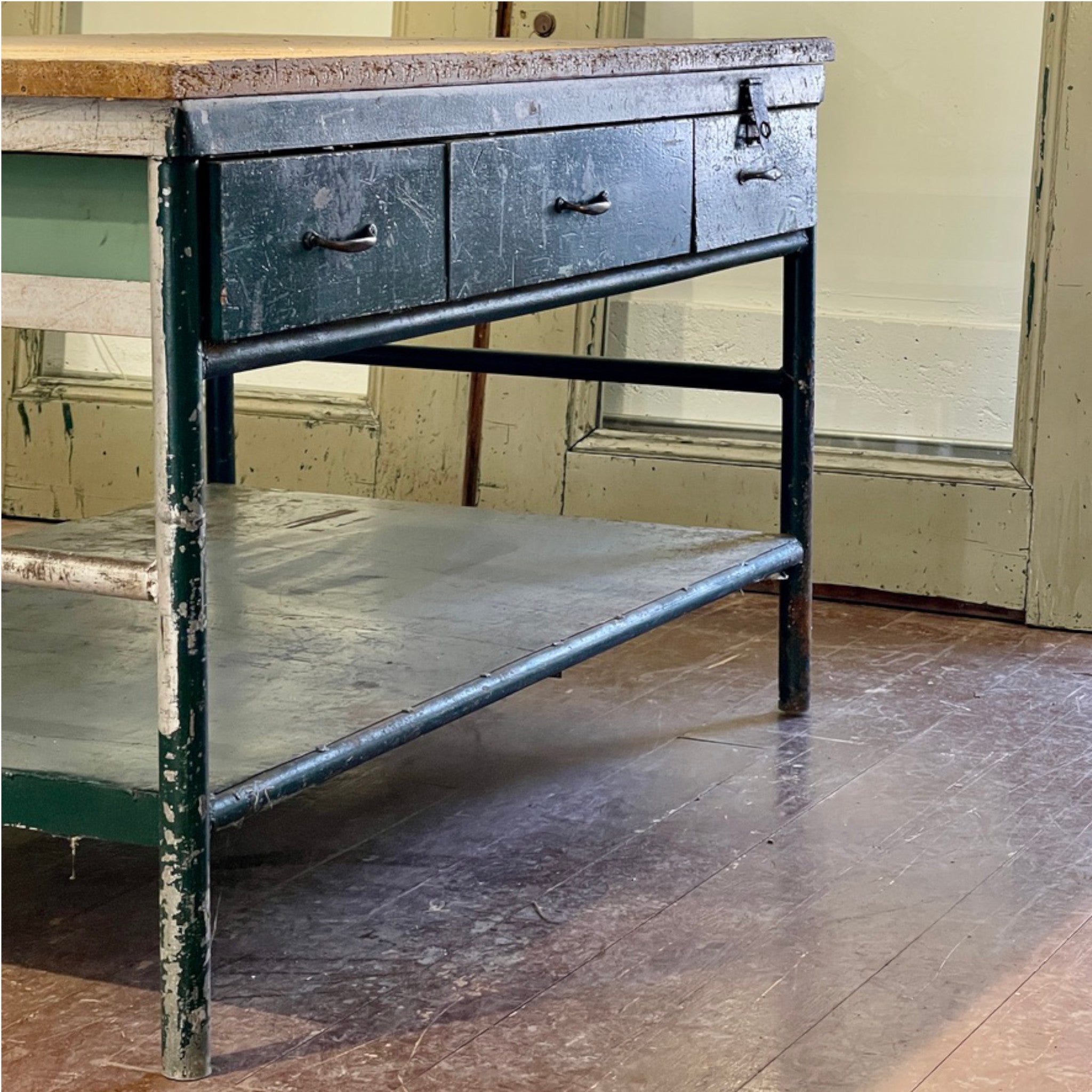 Vintage Industrial Work Table from Historic Gibbard Furniture Company