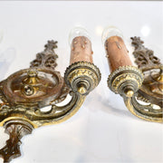 Pair of Gothic Revival Two-Arm Wall Sconces | Cast Iron &amp; Brass | c. 1920-1935