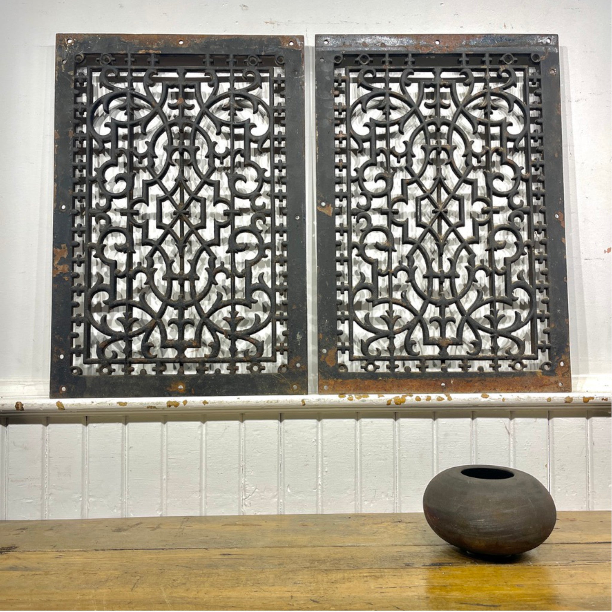 Pair of Large Cast Iron Grate Covers