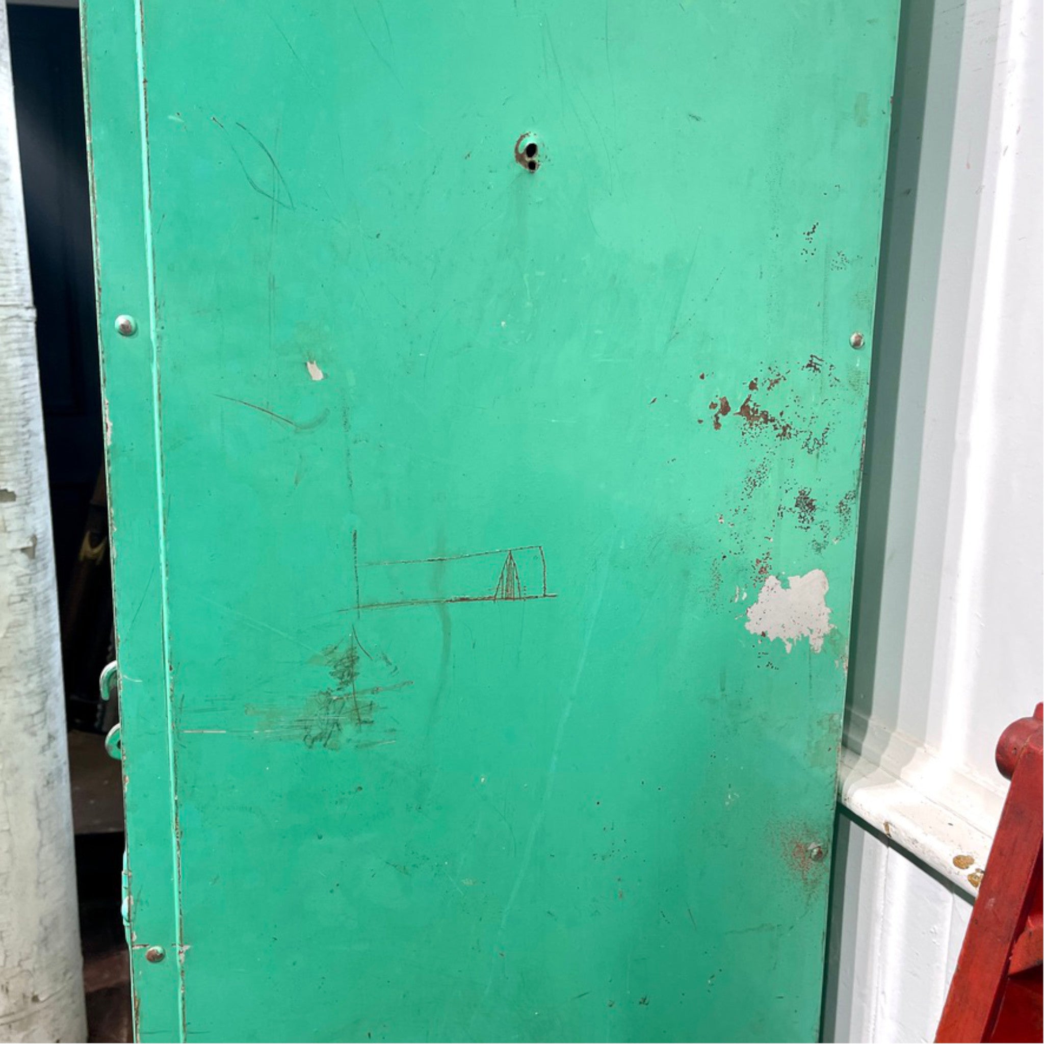 Vintage 1950s Double-Door School Locker in Emerald Green