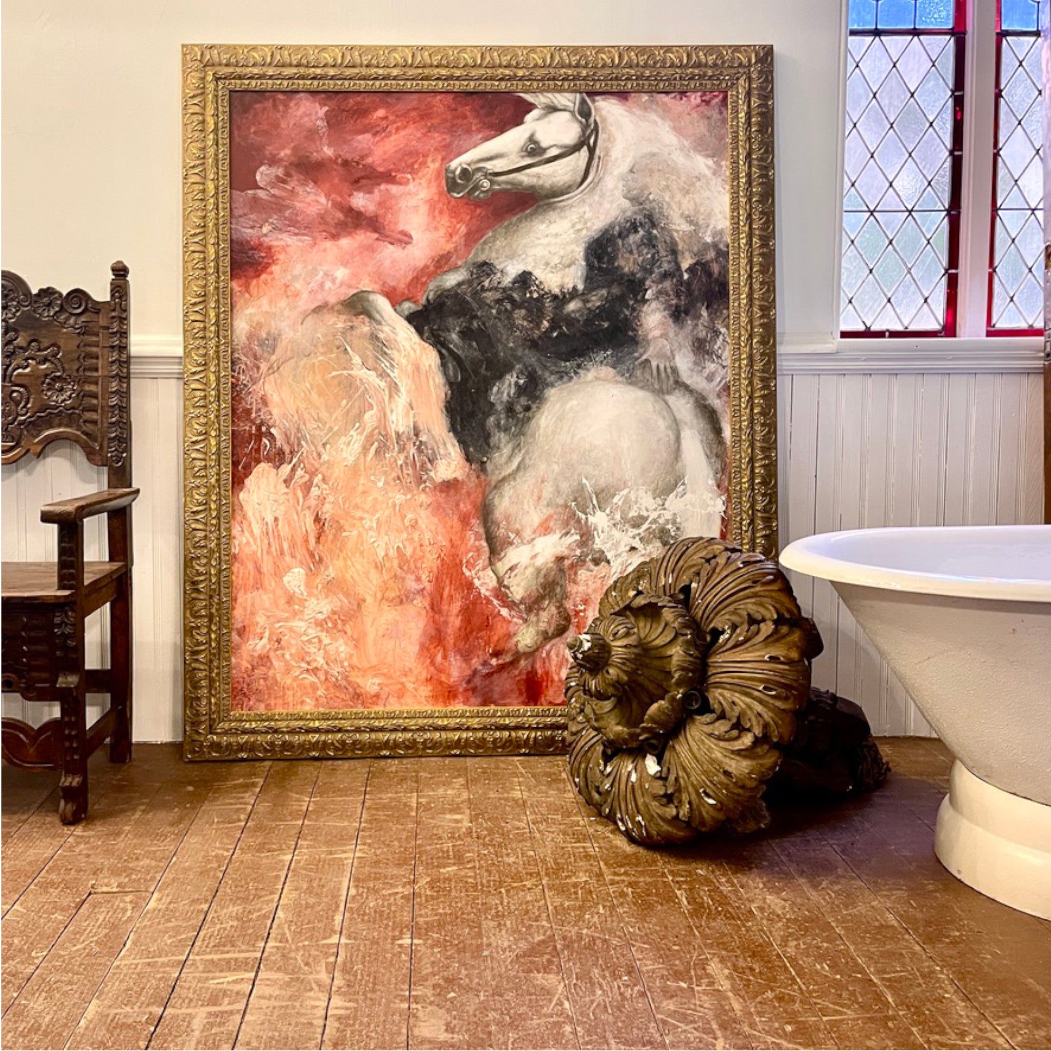 "Ghost Rider" – Large Acrylic Horse Painting, Signed & Dated 2002