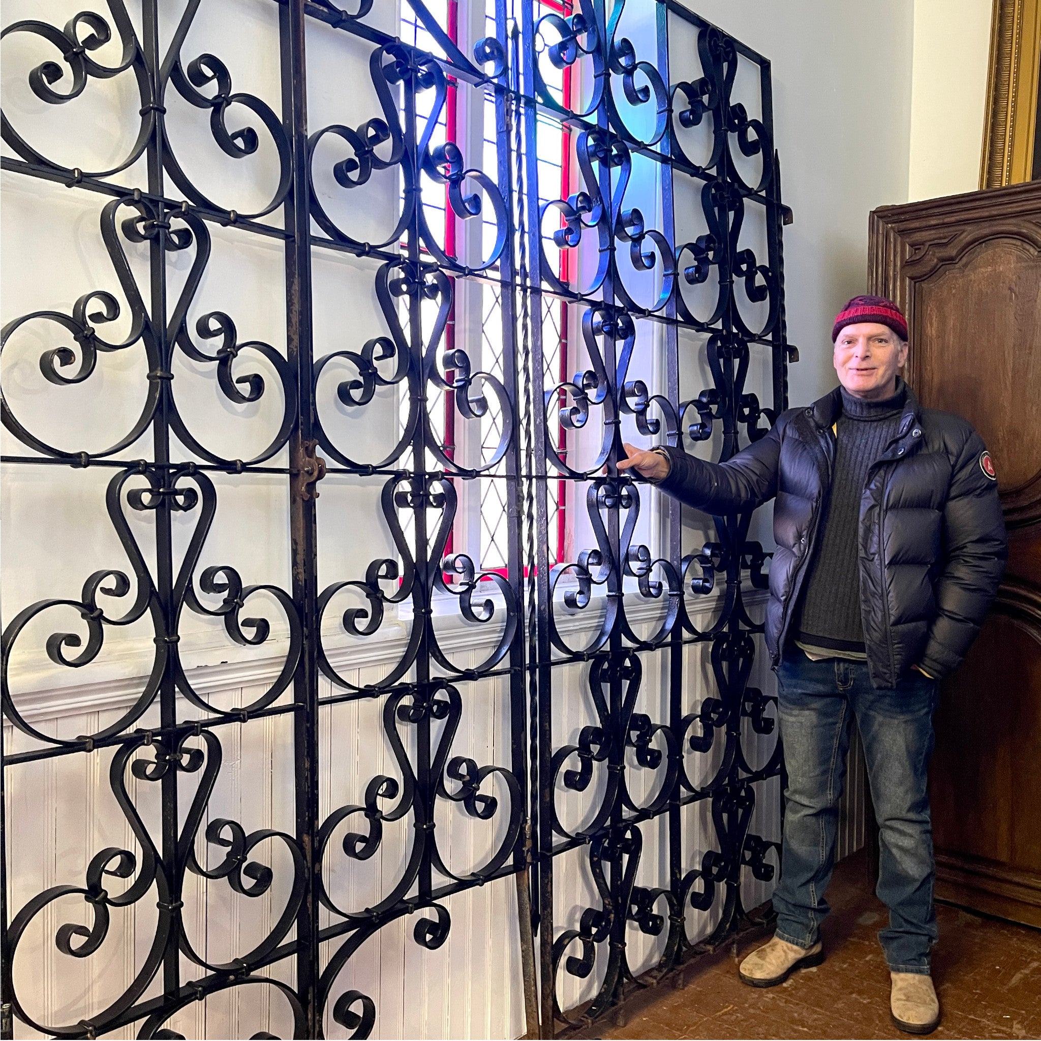 Monumental Ecclesiastical Wrought Iron Gates (141" L × 101" H)
