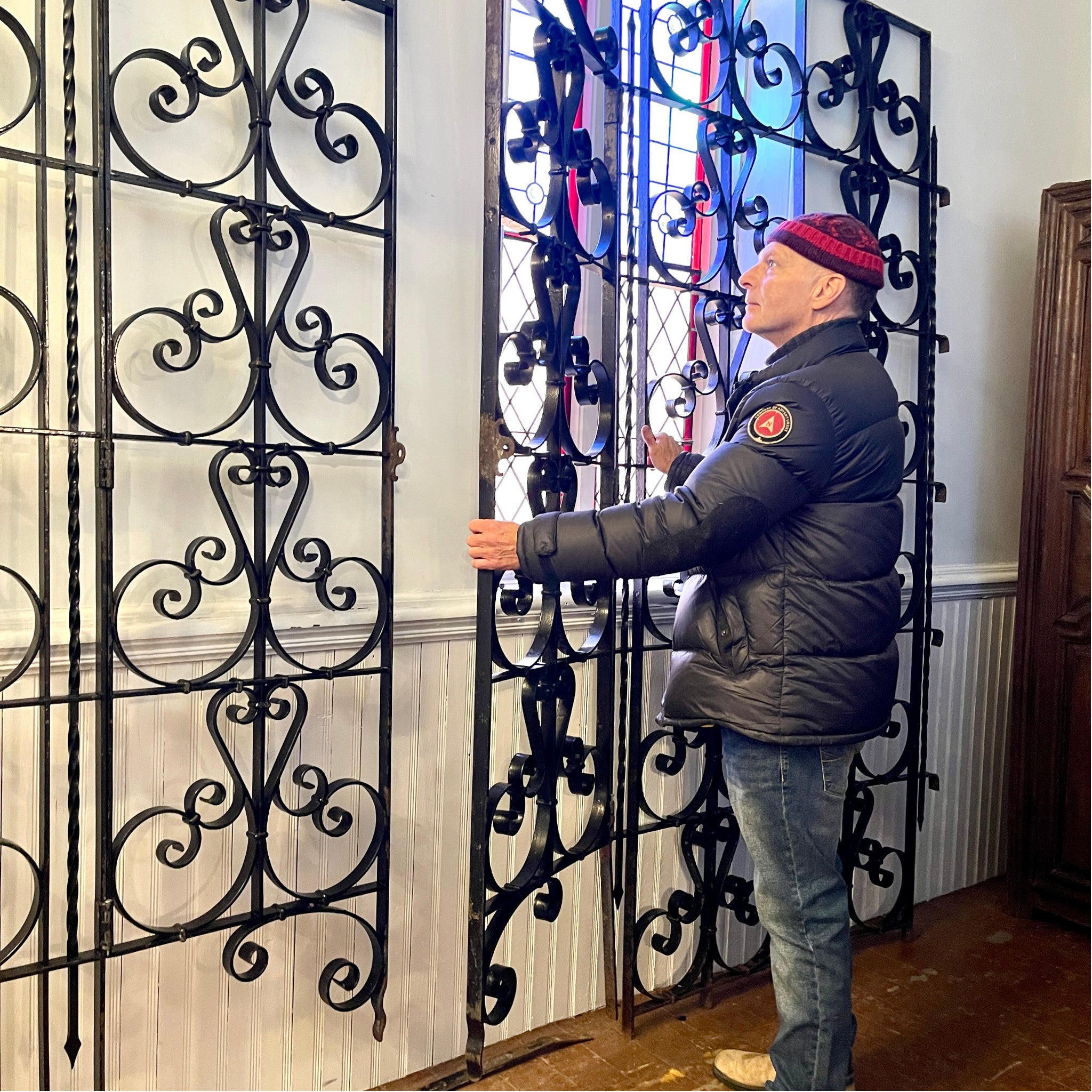 Monumental Ecclesiastical Wrought Iron Gates (141" L × 101" H)