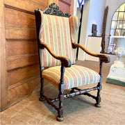 Antique Jacobean Revival Armchair with Carved Crest