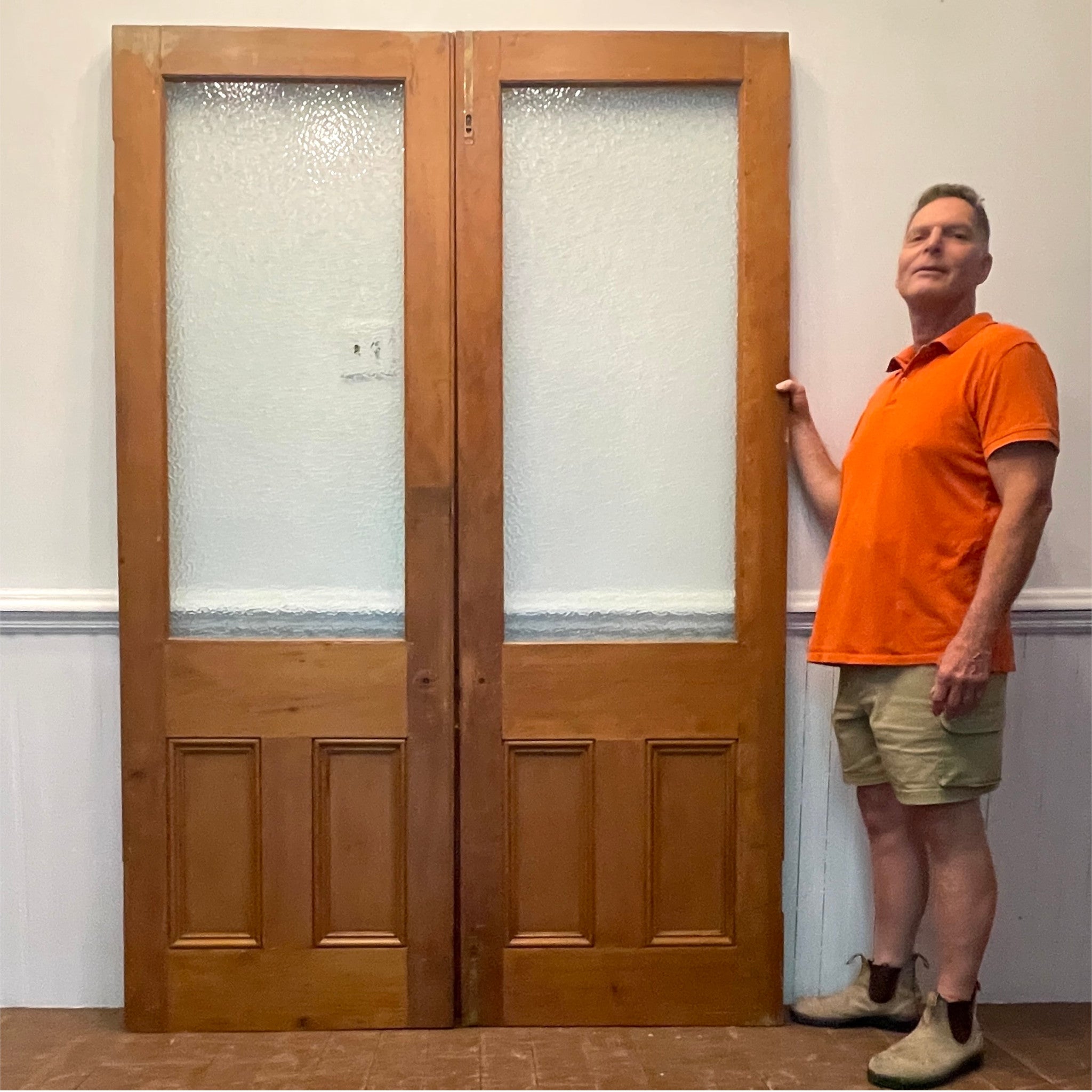 Early 20th Century Glazed Pine Double Doors